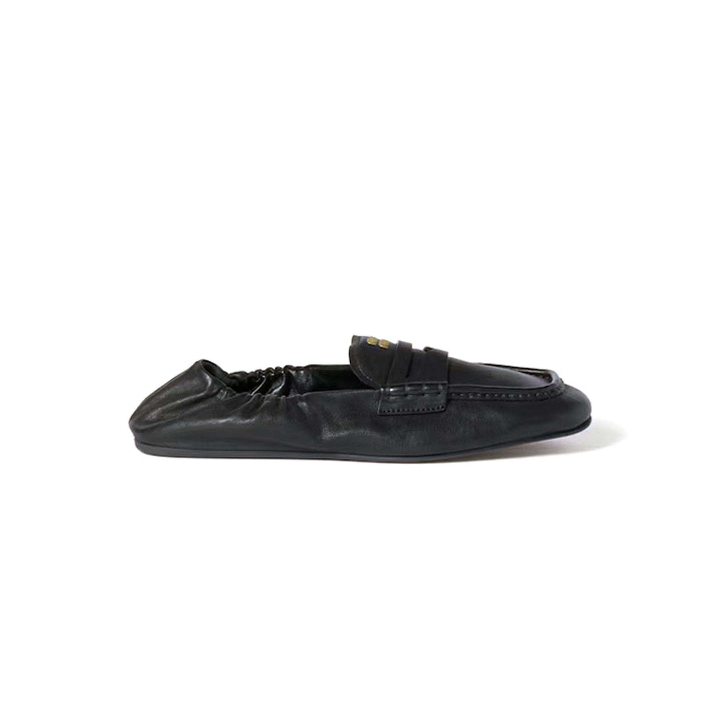 MIU MIU RUCHES NAPPA LEATHER LOAFERS 5D341E